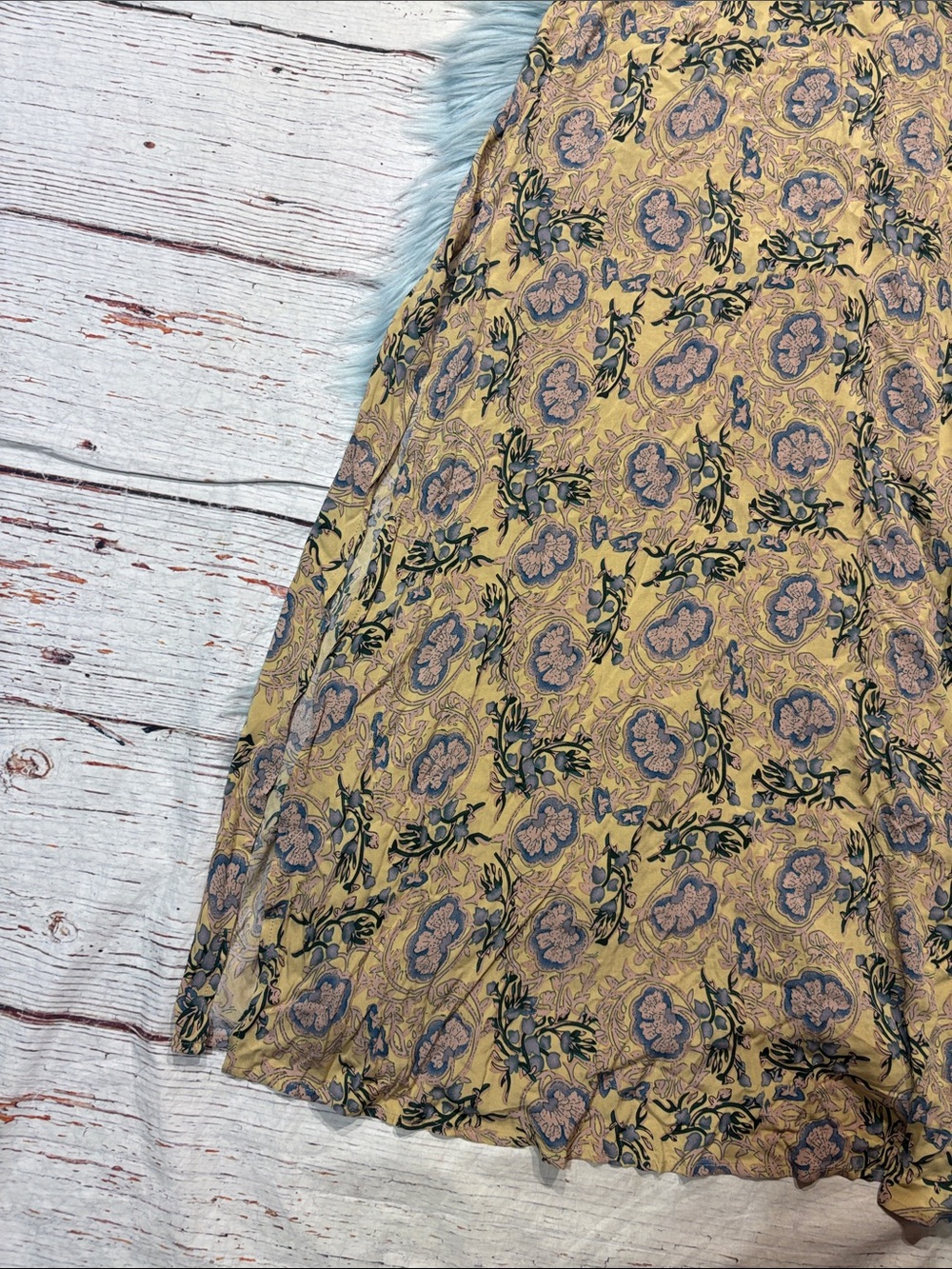 NWOT Natural Life Floral Butter Yellow Floral High Slit Maxi Skirt - Picture 3 of 9